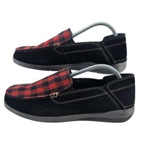 Clarks Mens 9.5 Gorwin Step Sneakers in Black Suede Buffalo Plaid NWOT